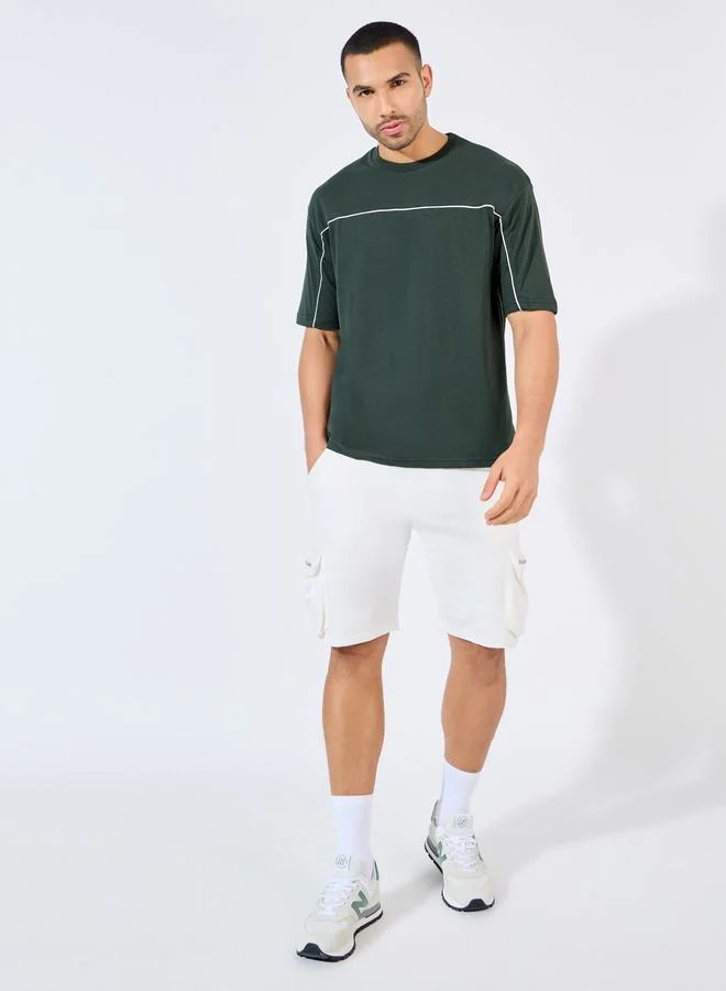 Styli Contrast Seam Piping Detail Oversized T-Shirt