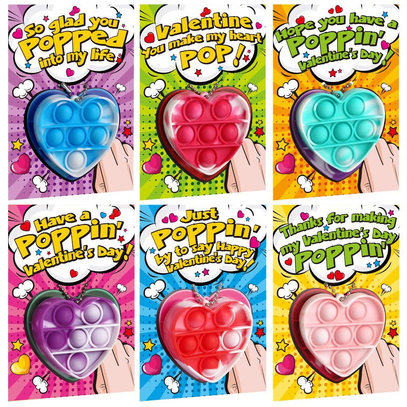 SURCVIO Valentine Day Gifts for Kids 24 Pack Pop Fidget HeartShaped Mini Push Bubble Sensory it Fingertip Keychain Fidget Toys Decompression Valentines Classroom Party Favors Exchange Gifts - Image 2