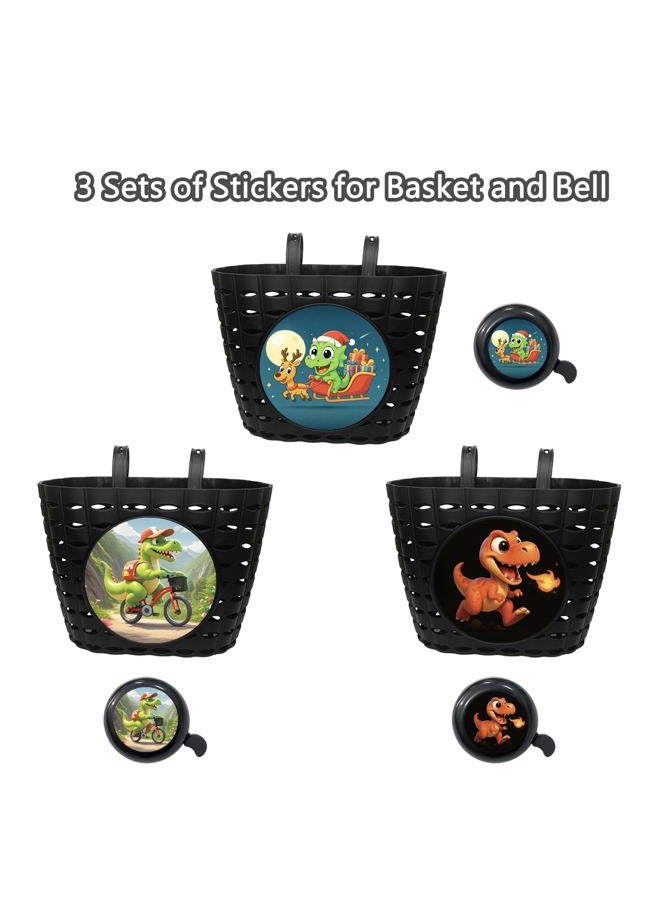 Noviko Dinosaur Bike Basket Boys Bicycle Basket Toddler Bike Baskets Front Handlebar - Image 2
