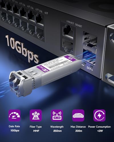 XZSNET 10GBASE-SR SFP+ Transceiver, 10G SFP+ to LC Multimode Fiber Module Compatible with Cisco SFP-10G-SR, Ubiquiti UniFi UF-MM-10G, Mikrotik S+85DLC03D, Meraki, Netgear, D-Link and More, 1 Pack - Image 4
