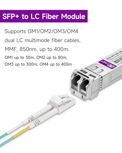 XZSNET 10GBASE-SR SFP+ Transceiver, 10G SFP+ to LC Multimode Fiber Module Compatible with Cisco SFP-10G-SR, Ubiquiti UniFi UF-MM-10G, Mikrotik S+85DLC03D, Meraki, Netgear, D-Link and More, 1 Pack - Image 2