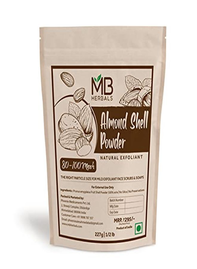 MB Herbals Almond Shell Powder 227G | 8 Oz / Half Pound | 80-100 Mesh Size |The Right Particle Size For Mild Exfoliating Face Scrubs & Exfoliating Soaps | External Use Only - Image 1