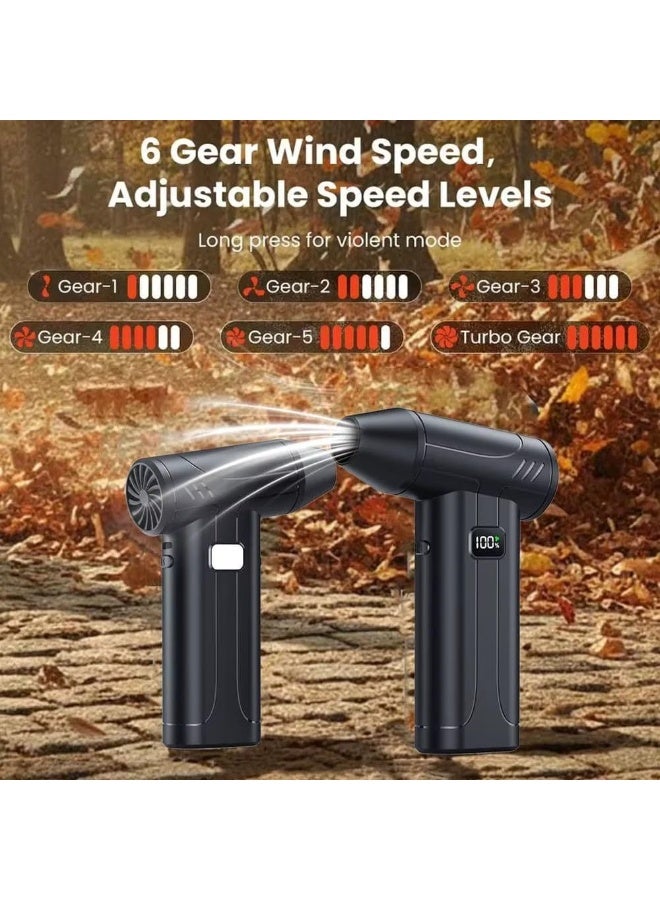 منفاخ هواء توربو لاسلكي X9 Ultra، مزود بمحرك عالي السرعة بدون فرش (Brushless) يصل إلى 100,000 دورة في الدقيقة و6 مستويات سرعة قابلة للتعديل؛ جهاز كهربائي قابل لإعادة الشحن لتنظيف السيارات وأجهزة الكمبيوتر والإلكترونيات ولوحات المفاتيح، ومناسب للاستخدام في التخييم والمنزل، مع شاشة LED لمستوى البطارية. - Image 3