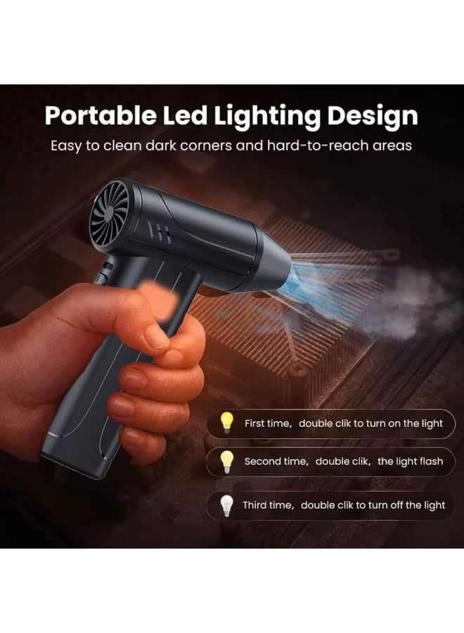 منفاخ هواء توربو لاسلكي X9 Ultra، مزود بمحرك عالي السرعة بدون فرش (Brushless) يصل إلى 100,000 دورة في الدقيقة و6 مستويات سرعة قابلة للتعديل؛ جهاز كهربائي قابل لإعادة الشحن لتنظيف السيارات وأجهزة الكمبيوتر والإلكترونيات ولوحات المفاتيح، ومناسب للاستخدام في التخييم والمنزل، مع شاشة LED لمستوى البطارية. - Image 4