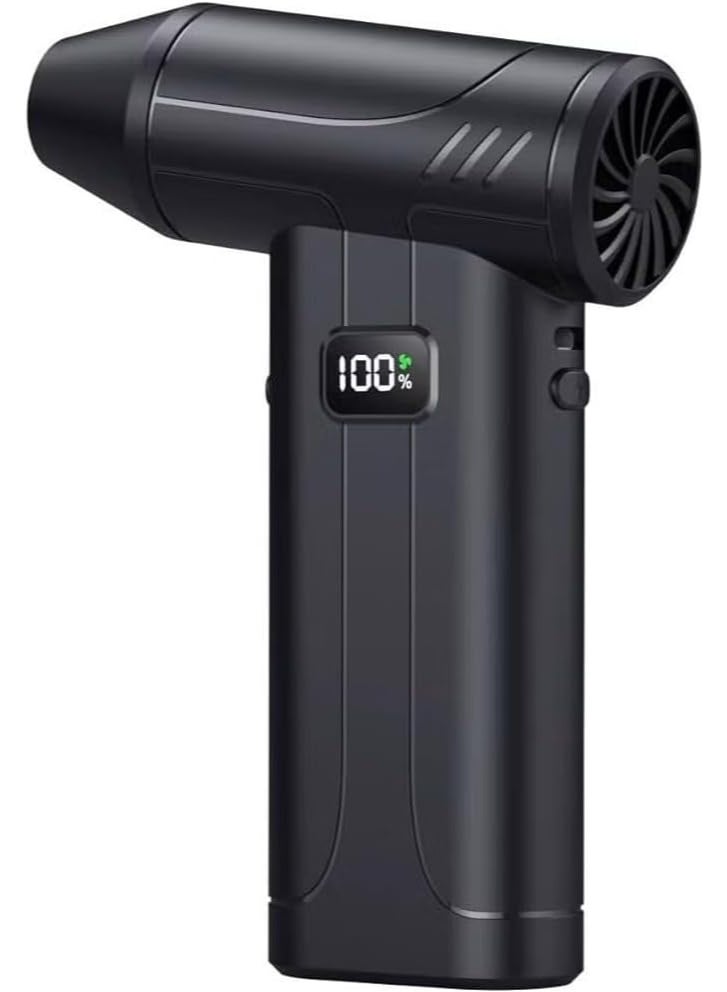 منفاخ هواء توربو لاسلكي X9 Ultra، مزود بمحرك عالي السرعة بدون فرش (Brushless) يصل إلى 100,000 دورة في الدقيقة و6 مستويات سرعة قابلة للتعديل؛ جهاز كهربائي قابل لإعادة الشحن لتنظيف السيارات وأجهزة الكمبيوتر والإلكترونيات ولوحات المفاتيح، ومناسب للاستخدام في التخييم والمنزل، مع شاشة LED لمستوى البطارية. - Image 1