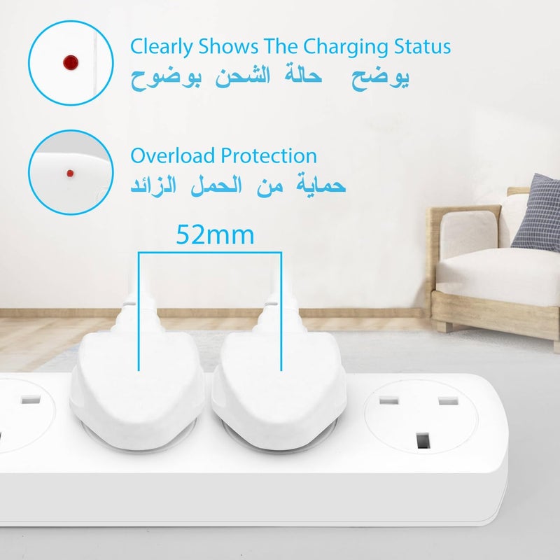 3m Extension Cord Power Strip, 5 Way Extension Socket, 5 AC Outlets 3 Meter Cable Power Strip Surge Protctor, Multi Plugs Heavy Duty SASO Certificated Electric Connector Extension Cord (13A/2990W) - Image 4