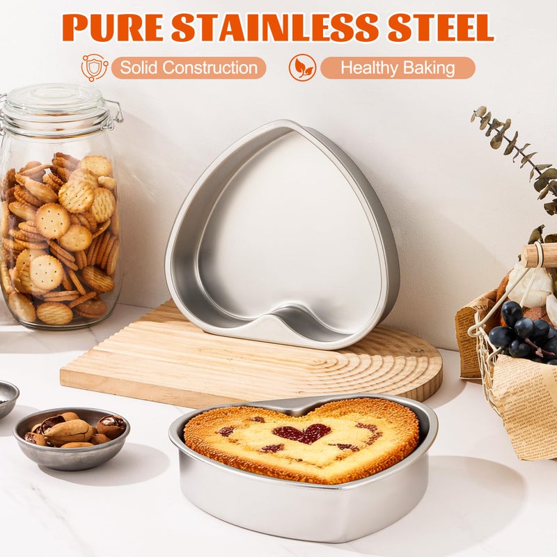 Homikit Heart Shaped Cake Pans Set of 2, 8 Inch Stainless Steel Heart Cake Pan Baking Molds for Valentineâ€™s Day, Weddings & Anniversaries, 2â€ Deep Layer Cake Tins, Oven & Dishwasher Safe - Image 4