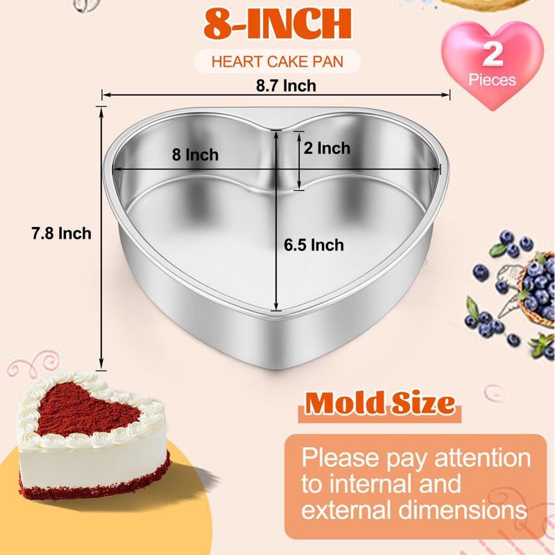 Homikit Heart Shaped Cake Pans Set of 2, 8 Inch Stainless Steel Heart Cake Pan Baking Molds for Valentineâ€™s Day, Weddings & Anniversaries, 2â€ Deep Layer Cake Tins, Oven & Dishwasher Safe - Image 2
