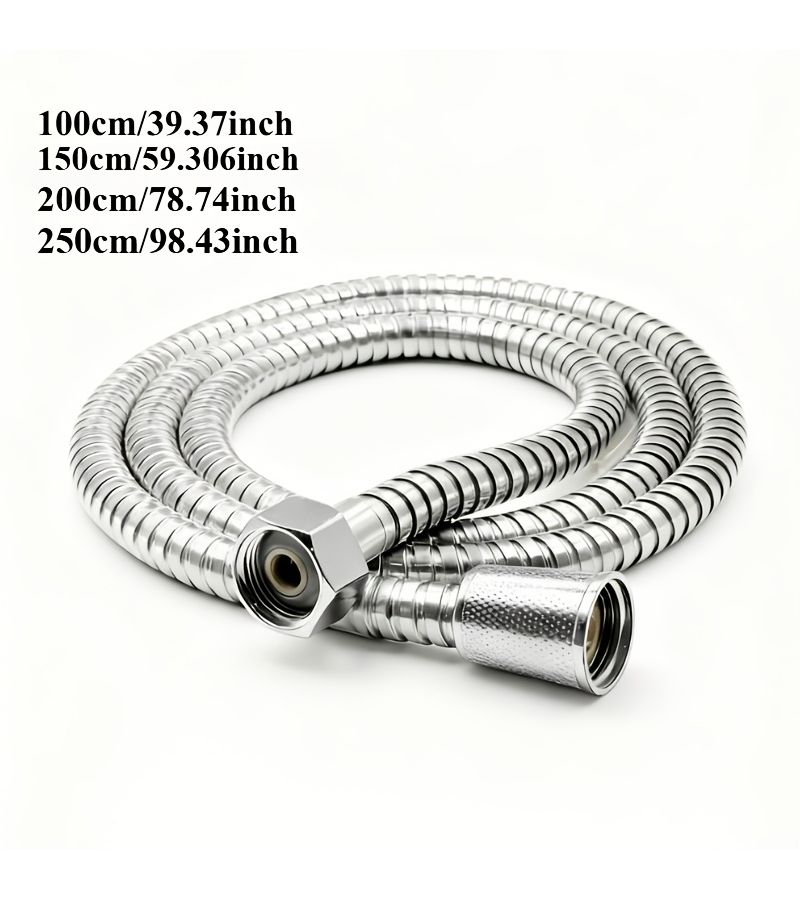 Durable 303 Stainless Steel Shower Hose Silvery 1.5m 56 Inch Leak Proof Flexible Universal Bathroom Replacement - Image 1