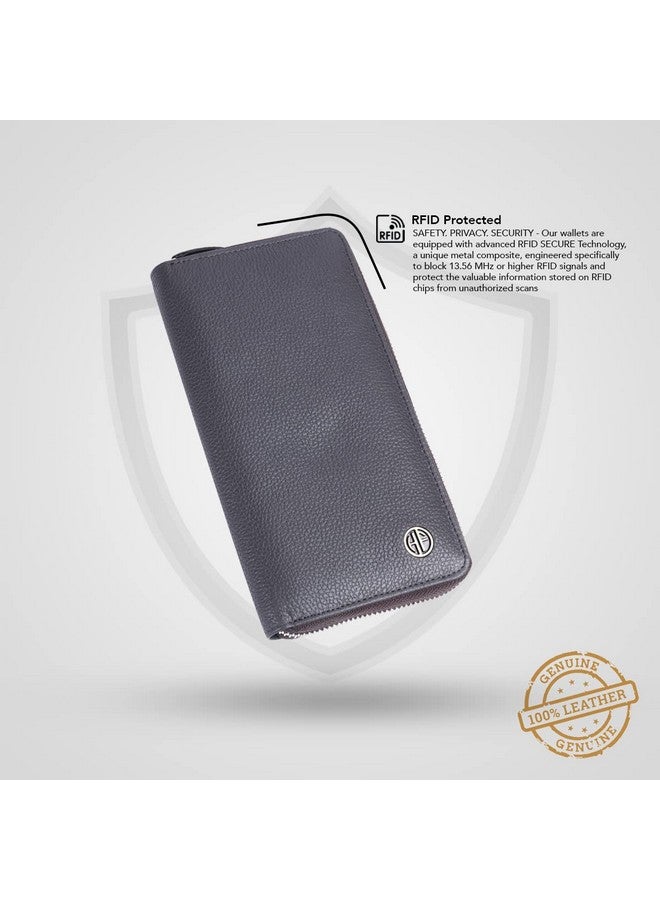 HAMMONDS FLYCATCHER Purse for Women - Genuine Leather Graphite Grey Stylish Wallet for Women with 8 Card Slots, Zipper Closure, Multiple Compartment and RFID Protection - Secure Ladies Hand Wallet - Image 5