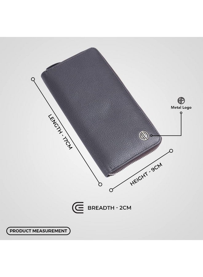 HAMMONDS FLYCATCHER Purse for Women - Genuine Leather Graphite Grey Stylish Wallet for Women with 8 Card Slots, Zipper Closure, Multiple Compartment and RFID Protection - Secure Ladies Hand Wallet - Image 4