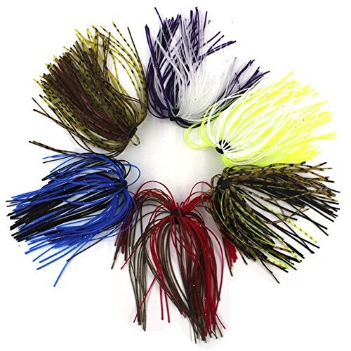 Shaddock Fishing Silicone Jig Skirts DIY Rubber Fishing Jig Lures 12 Bundles 50 Strands Fishing Bait Accessories Spinnerbaits Buzzbaits Spoon Blade Squid Skirt Replacement Part, Fly Tying Material Color Random - Image 2