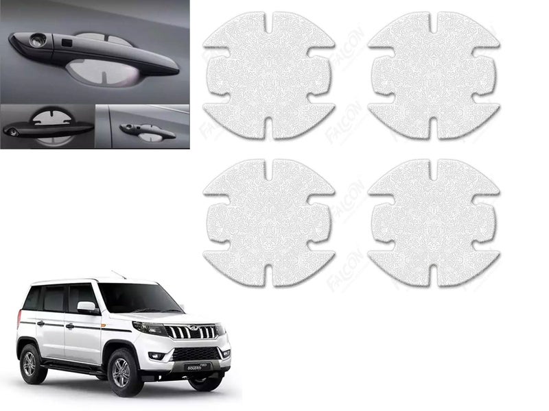 Auto Pearl Car Door Transparent Handle Guard Scratch Protection Sticker PU Finger Guard Paint Protection Compatible with Bolero Neo 2021 (Pack of 4) - Image 1