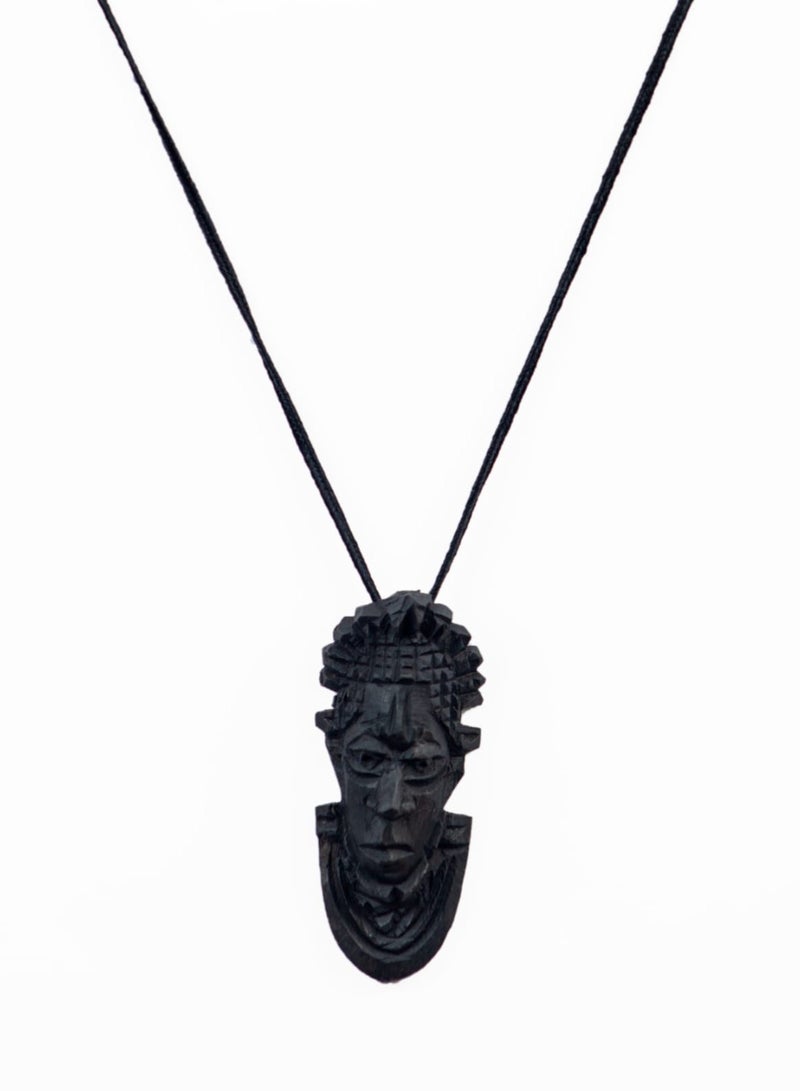 Ebony Wood Queen Idia Festac Mask Pendant Necklace Queen of Benin Kingdom Standard Size  - Image 2