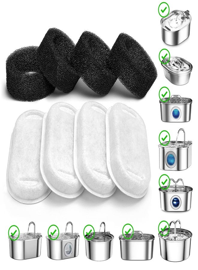 SOOFPET فلاتر نافورة مياه القطط من الفولاذ المقاوم للصدأ من SOOFPET: عبوة من 8 فلاتر (كربون + إسفنج) - بديل لموزع أوعية مياه الكلاب سعة 3.2 لتر/108 أونصة - Image 2
