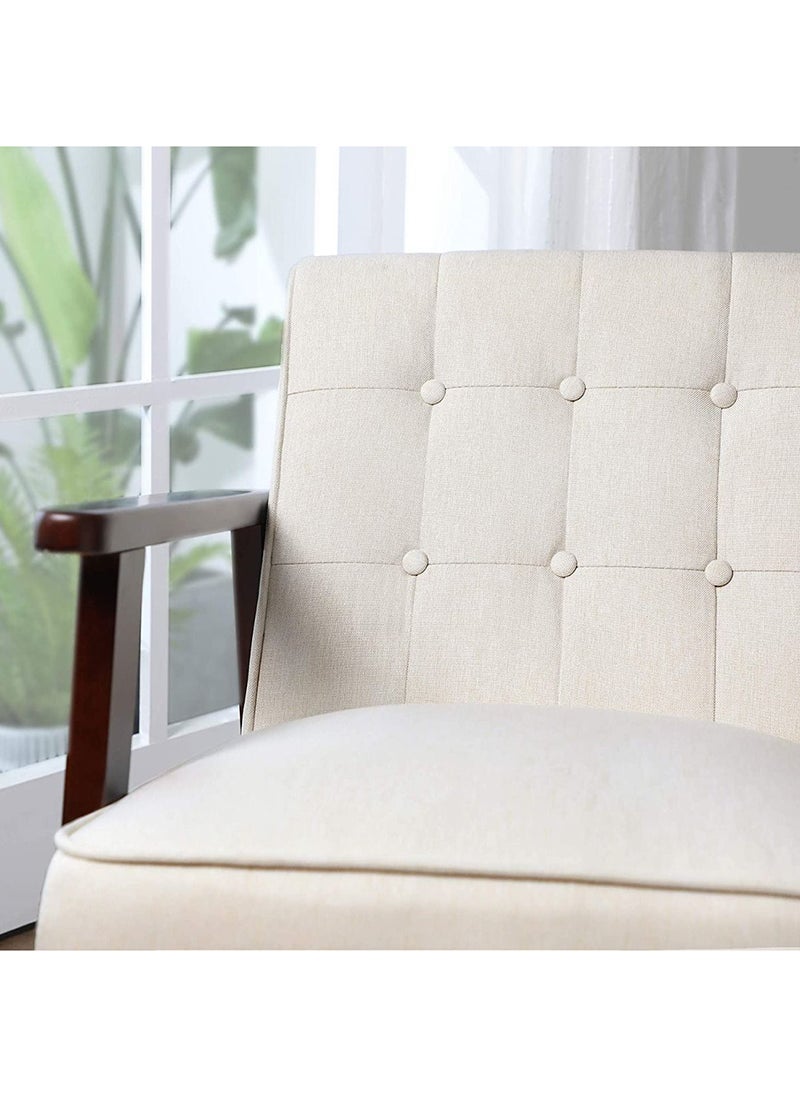 SONGMICS SONGMICS Modern UT-S048 Beige Stylish Lounge Wooden Sofa Chair for Home, Living Room, Dining Room, Lounge, Restaurant  - Image 4
