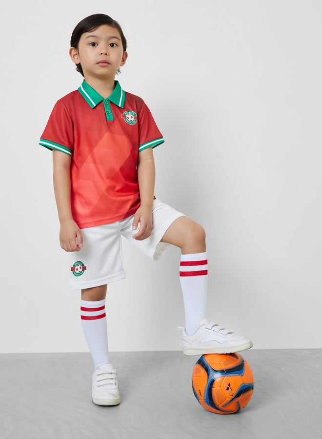 Styli Kids Morocco Jersey Polo T-Shirt and Shorts FIFA Football Set - Image 1