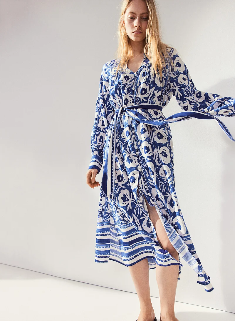 اتش اند ام Floral Belted Dress