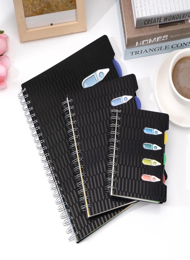CAGIE 5 Subject Notebook with Dividers, 240 Pages Spiral Notebook 5x7, Small Spiral Notebook College Ruled,100gsm Lined Journal Notebooks with Tabs for Work, School,Office, Note Taking, Black - Image 2