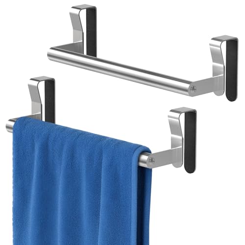 STWWO Over Cabinet Towel Holder Stainless Steel Over The Cabinet Towel Rack for Kitchen Cabinet Doors Towel Bars 2 Pack Dish Towel Bars Brushed Nickel - Image 1