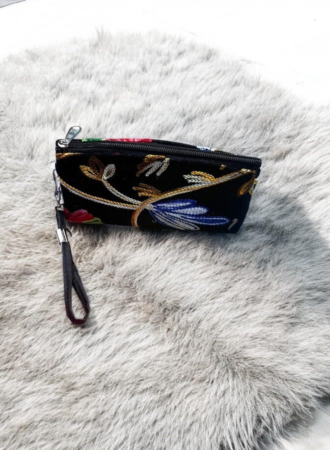 Clearo Kashmiri Black Wallet - Traditional Embroidery Ladies Pouch - Image 5