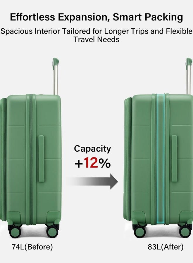 Hanke Hardside Expandable Checked Luggage, 24 Inch Top Opening Trunk Luggages with Spinner Wheels, All-PC Hard Shell Suitcase, Lightweight TSA Checked-Medium(Forest Green, 83L) - Image 2