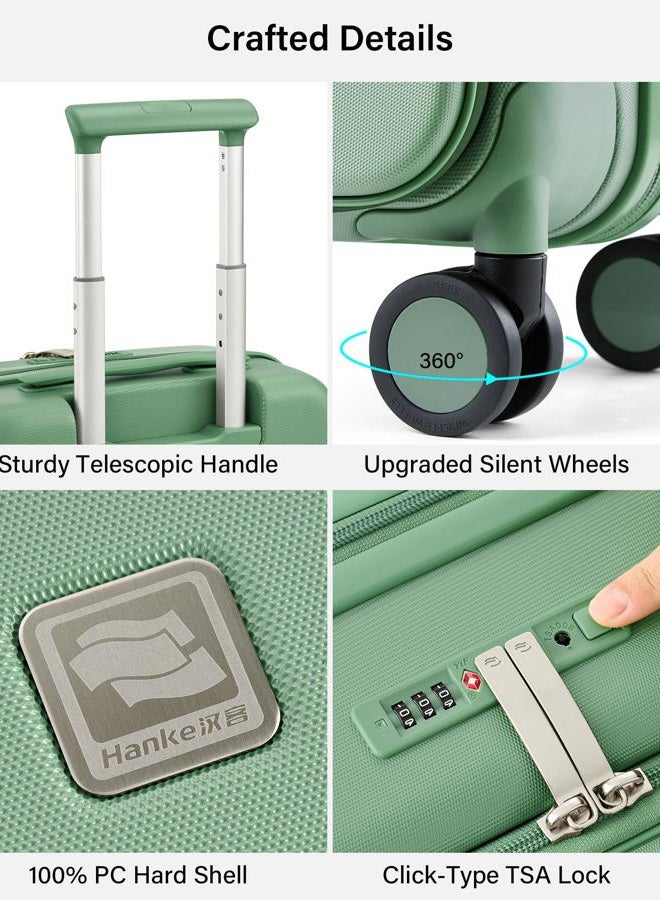 Hanke Hardside Expandable Checked Luggage, 24 Inch Top Opening Trunk Luggages with Spinner Wheels, All-PC Hard Shell Suitcase, Lightweight TSA Checked-Medium(Forest Green, 83L) - Image 3