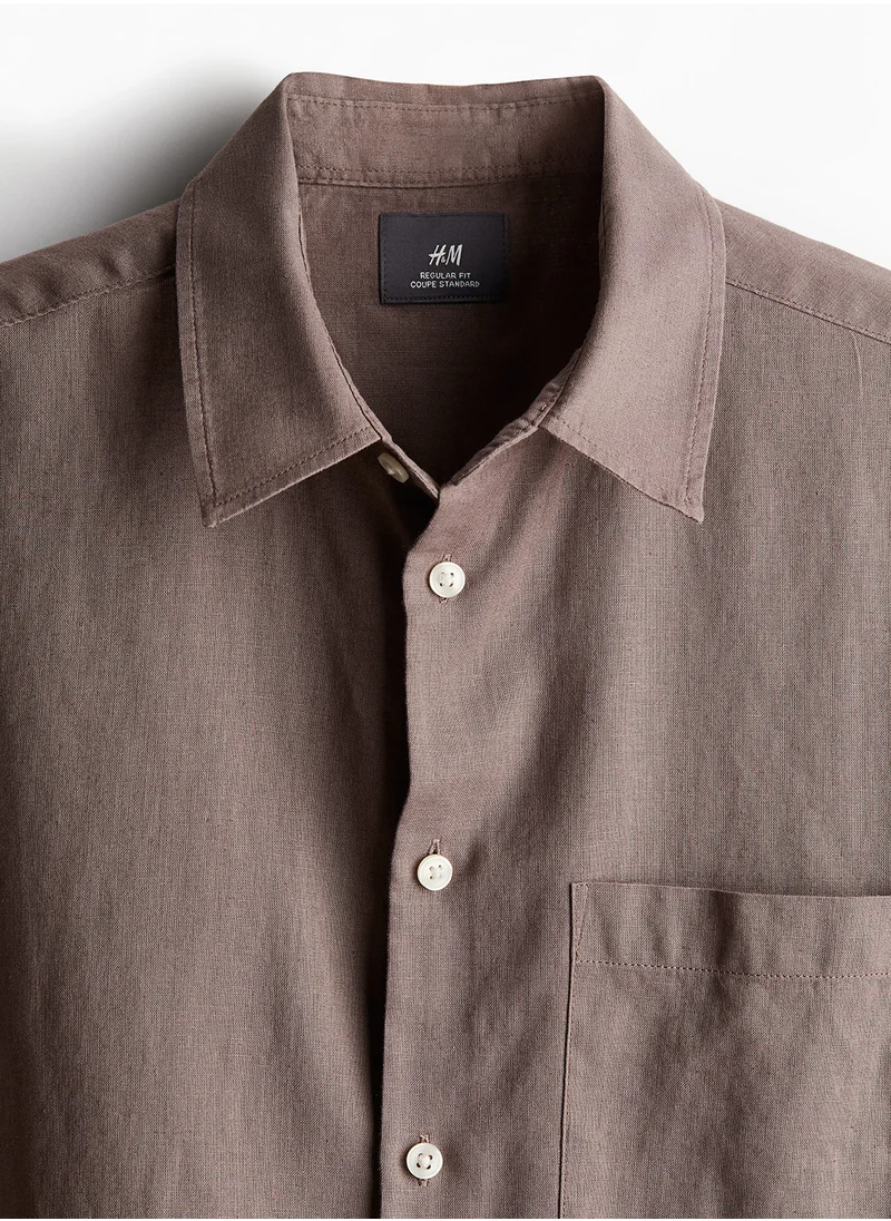 اتش اند ام Regular Fit Linen-Blend Shirt