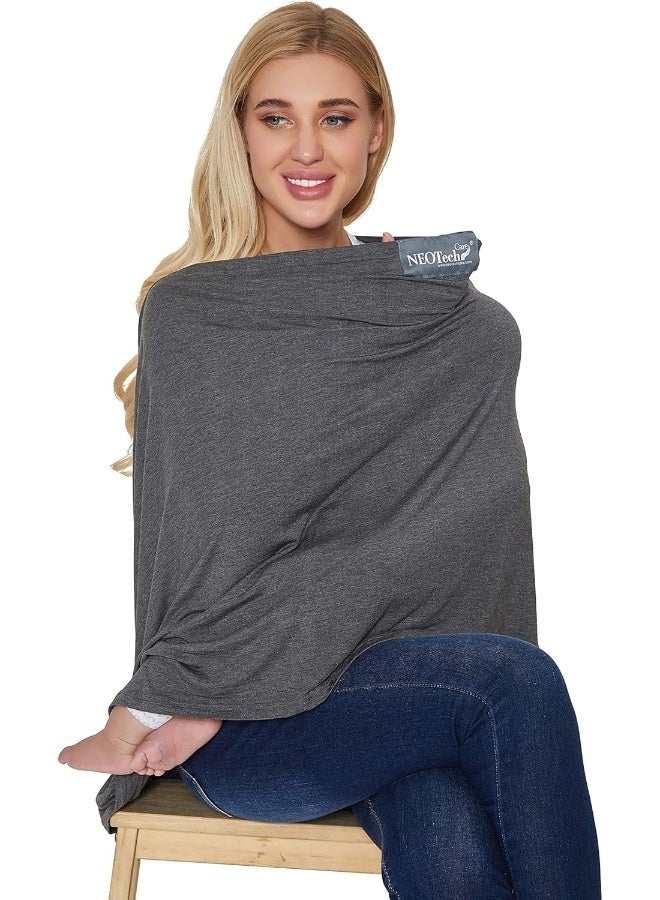 نيو تيك كير Neotech Care Baby Nursing Breastfeeding Cover Scarf - Soft Fabric - Gray - Image 3