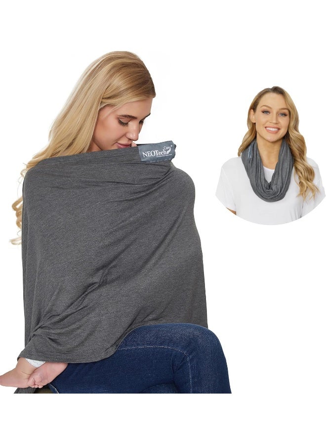 نيو تيك كير Neotech Care Baby Nursing Breastfeeding Cover Scarf - Soft Fabric - Gray - Image 1