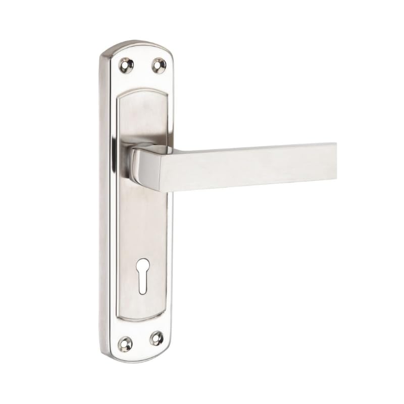 SARDAR Ultron 7 Inch Silver Stainless Steel Handle Set|2 Keys | 6 Lever Single Turn Lock Set| Handle Set for Door, Bathroom, Bedroom, Living Room| - Image 4