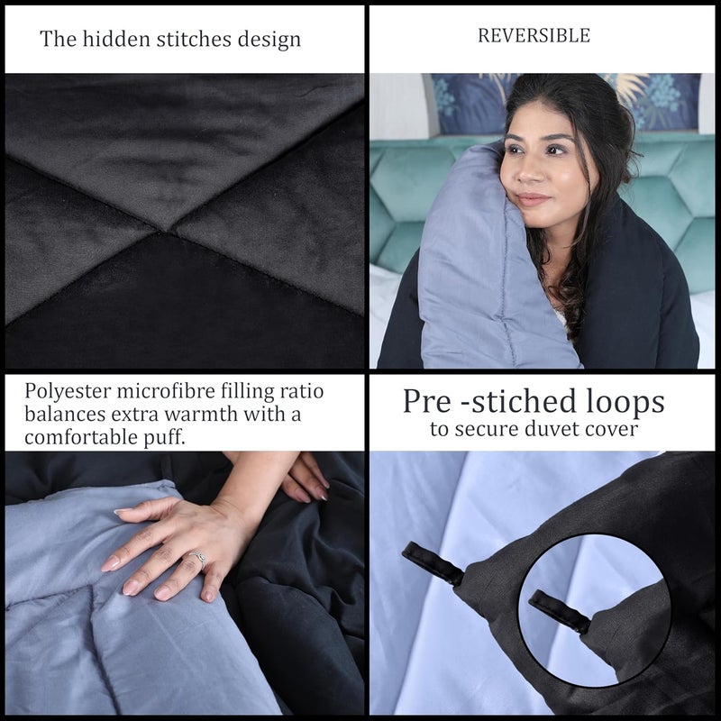 Daksh Microfiber Reversible Comforter Double 90 x 100 Black Grey 250 GSM - Image 4