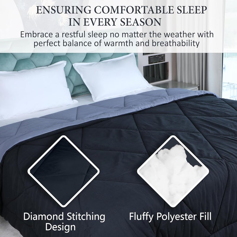 Daksh Microfiber Reversible Comforter Double 90 x 100 Black Grey 250 GSM - Image 2