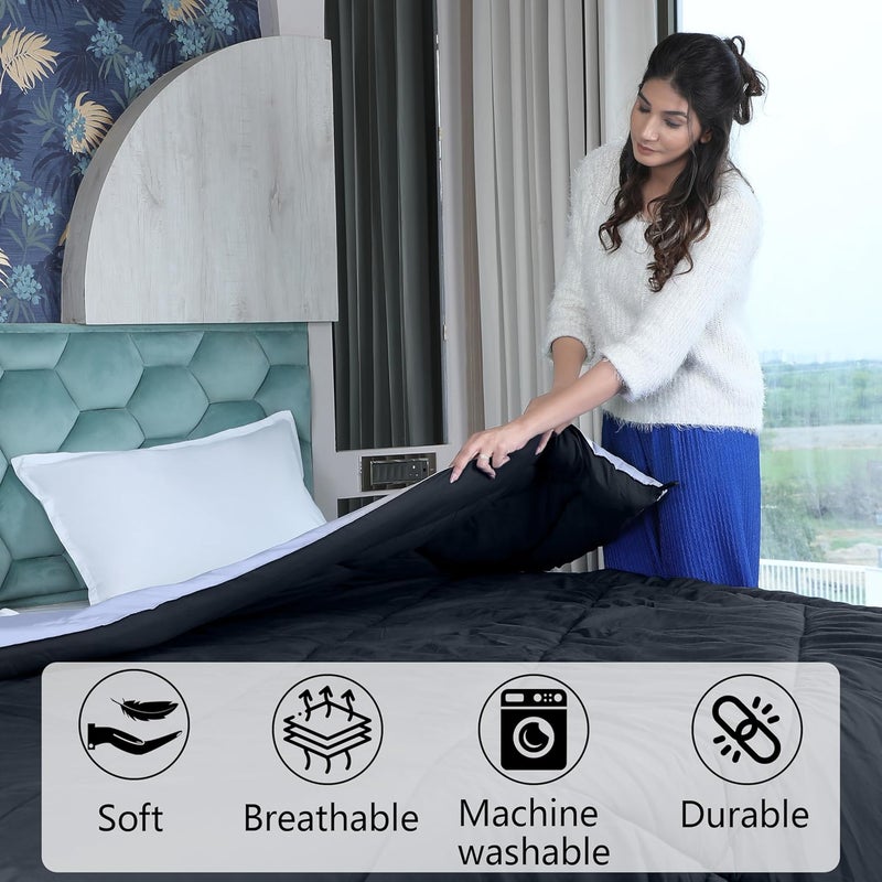 Daksh Microfiber Reversible Comforter Double 90 x 100 Black Grey 250 GSM - Image 5