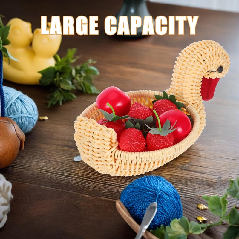 VOSAREA Handwoven Cute Animal Storage Basket for Easter Decorations Lightweight Multifunctional and Fruit Holder for Kitchen Counter and Table - Image 3