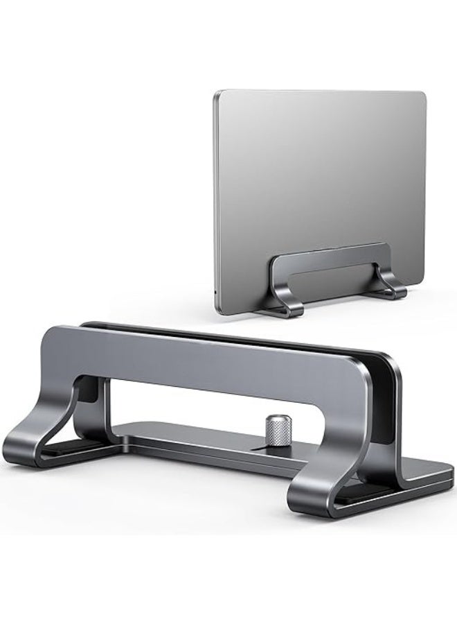 Aluminum Vertical Laptop Stand – Dual Adjustable Holder for Desk – Space-Saving & Anti-Slip Dock for Daily Use - Image 1