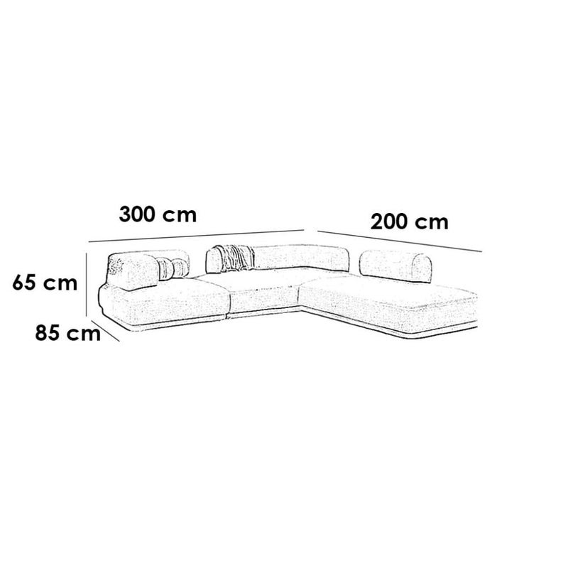 بيتك كنبة زاوية خشب سويدي وكتان - بيج - Image 2