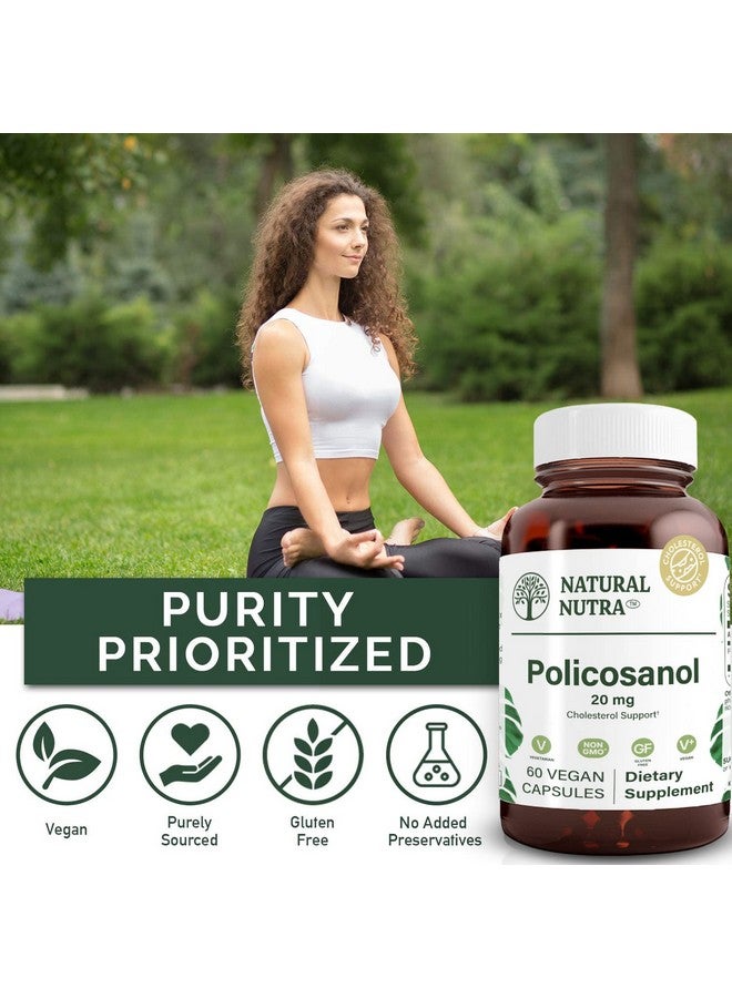 ناتشورال نوترا مكمل غذائي طبيعي Nutra Policosanol 20mg مع Octacosanol لتعزيز الدورة الدموية وتحسين صحة القلب والأوعية الدموية، 60 كبسولة نباتية - Image 2