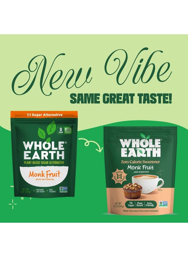 Whole earth Sweetener Co. monk fruit with erythritol, plant-based sugar alternative, 12 ounce pouch (340g). - Image 2