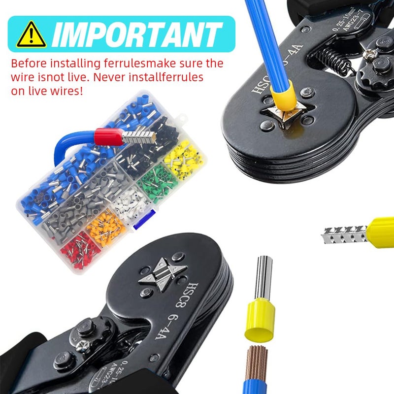 Serplex 800Pcs Wire Crimp Connectors Terminal Kit with Wire Stripper Tool Conductive Wire Connectors Multi Sized Colored Conductive Copper Wire Connectors Cable End Sleeves for AWG237 025100mm - Image 5