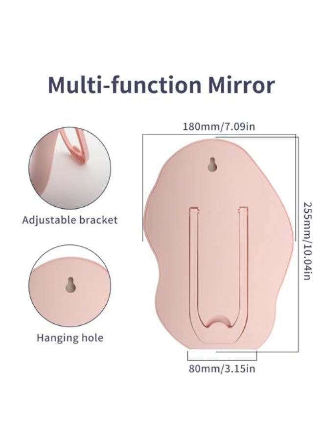 TBWHL CloudShaped Table Desk Vanity Makeup Mirror Portable Folding Travel Make Up Mirror for Standing Hanging Handheld Mirror 7X10 Inch Abs Plastic Desk Mirror for Makeup or Shower Compact Pink - Image 3