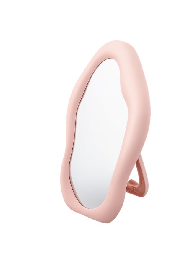 TBWHL CloudShaped Table Desk Vanity Makeup Mirror Portable Folding Travel Make Up Mirror for Standing Hanging Handheld Mirror 7X10 Inch Abs Plastic Desk Mirror for Makeup or Shower Compact Pink - Image 2