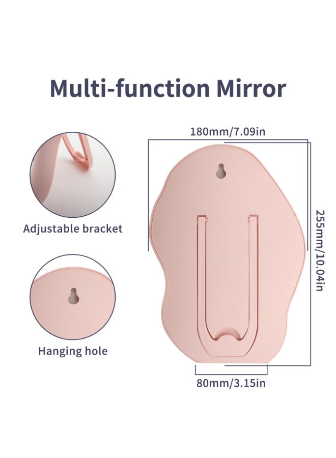 TBWHL CloudShaped Table Desk Vanity Makeup Mirror Portable Folding Travel Make Up Mirror for Standing Hanging Handheld Mirror 7X10 Inch Abs Plastic Desk Mirror for Makeup or Shower Compact Pink - Image 4