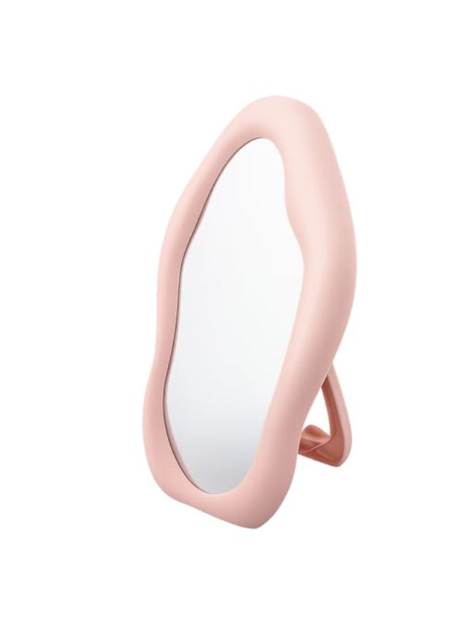TBWHL CloudShaped Table Desk Vanity Makeup Mirror Portable Folding Travel Make Up Mirror for Standing Hanging Handheld Mirror 7X10 Inch Abs Plastic Desk Mirror for Makeup or Shower Compact Pink - Image 1