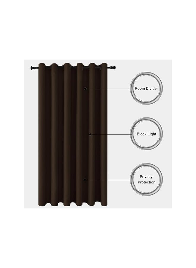 The Bros Patio Door Curtains, 1PCS Extra Wide Grommet Curtain Panel, Thermal Blackout Curtains Room Divider, Sliding Glass Door Drapes, Sliding Door Curtains for Living Room (Brown,200x270cm) - Image 2