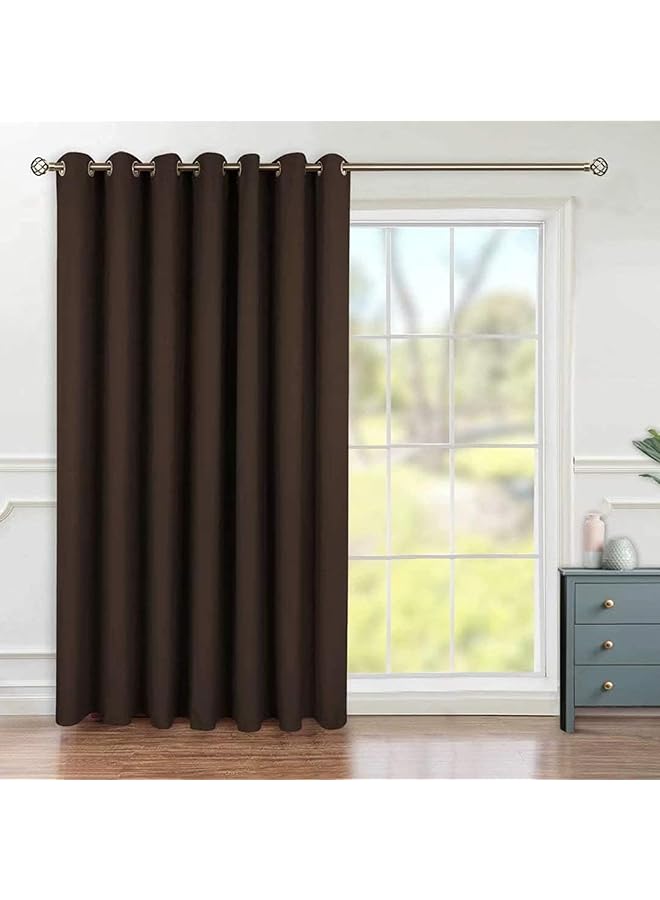 The Bros Patio Door Curtains, 1PCS Extra Wide Grommet Curtain Panel, Thermal Blackout Curtains Room Divider, Sliding Glass Door Drapes, Sliding Door Curtains for Living Room (Brown,200x270cm) - Image 1