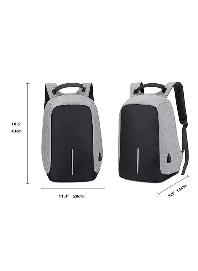 NIBEMINENT Laptop Backpack With USB Charging Port Fits Upto 14-Inch Grey/Black  - Image 3