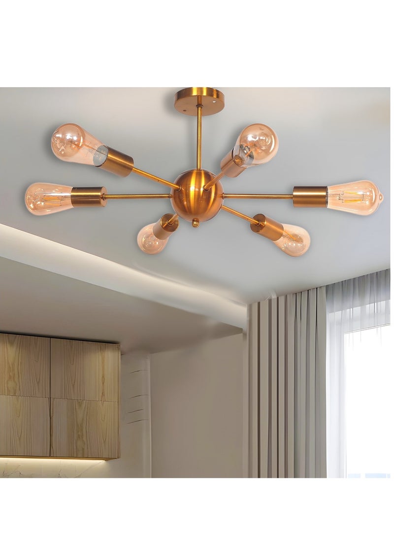 "Modern 6-Bulb Gold Sputnik Chandelier – Elegant Ceiling Light" - Image 1