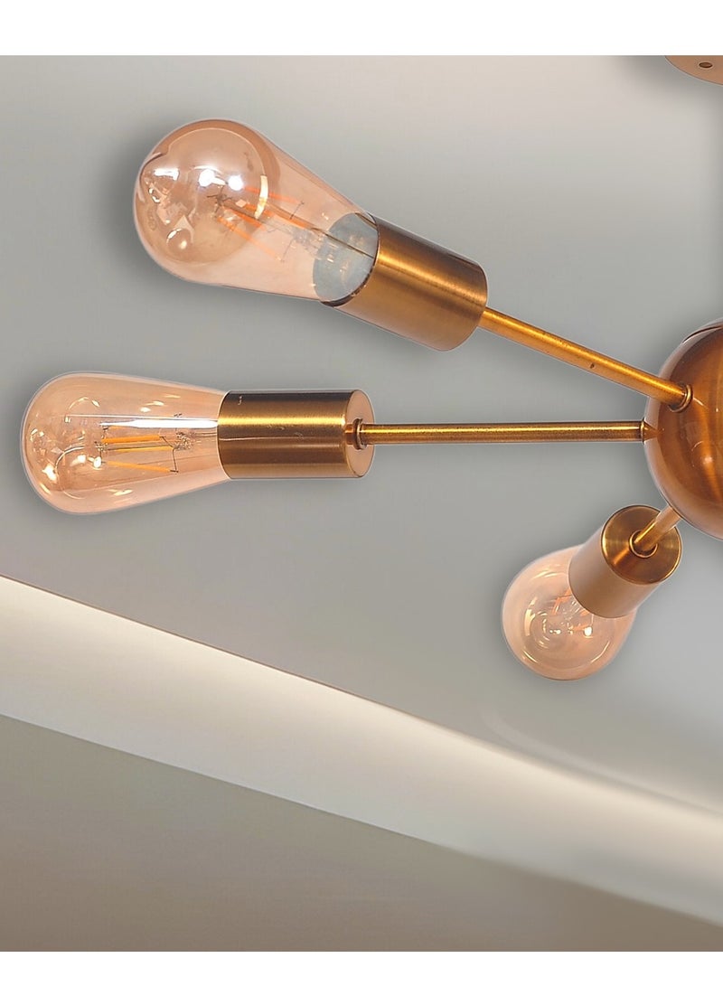 "Modern 6-Bulb Gold Sputnik Chandelier – Elegant Ceiling Light" - Image 2
