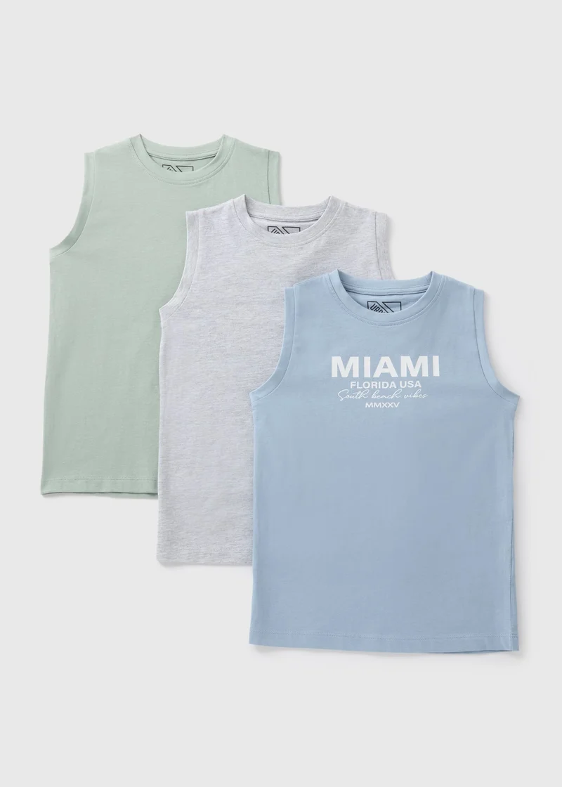 Matalan 3 Pack Boys Multicoloured Printed Vests